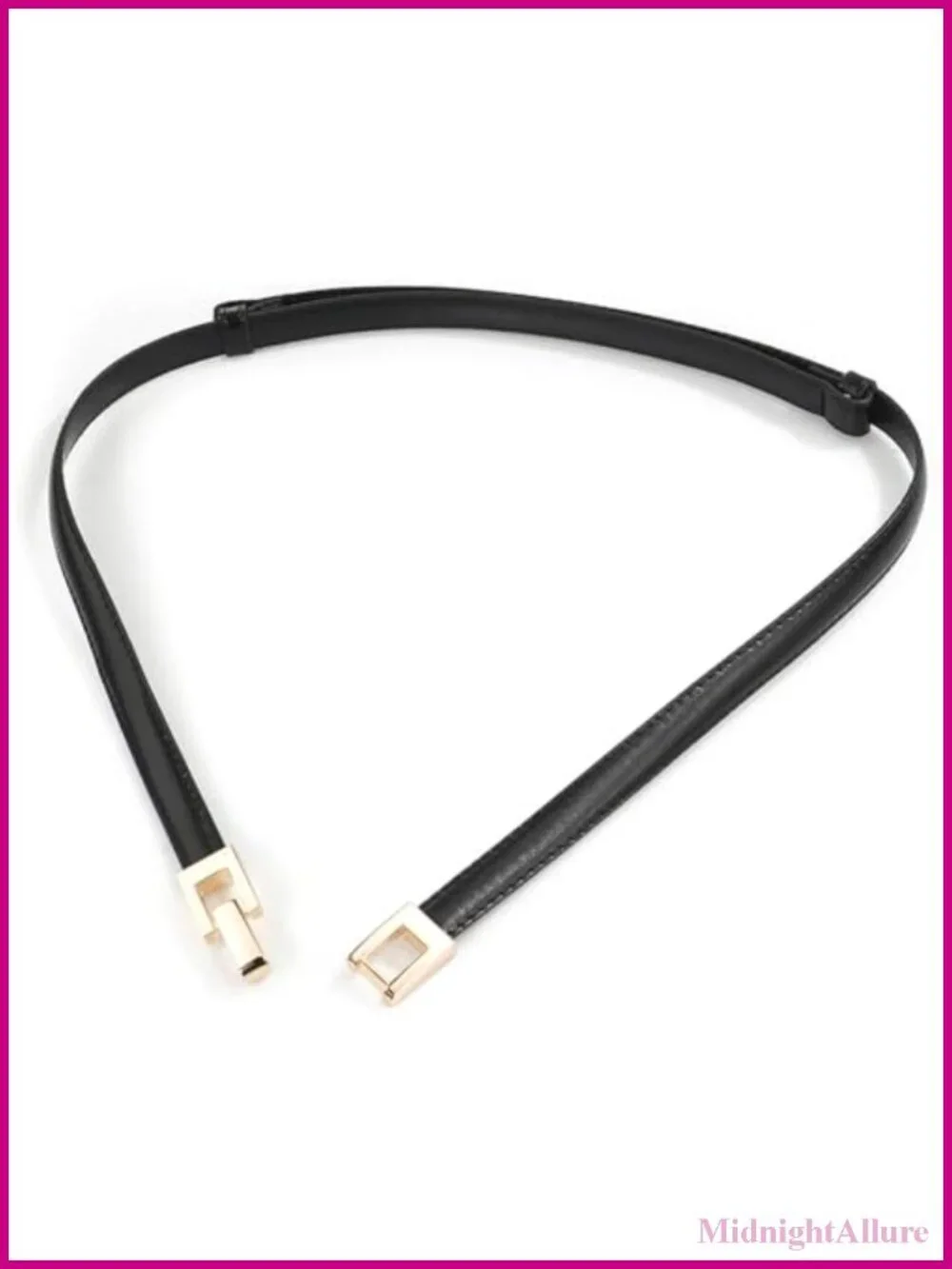 Skinny PU Leather Waist Belt with Gold Buckle for Dresses